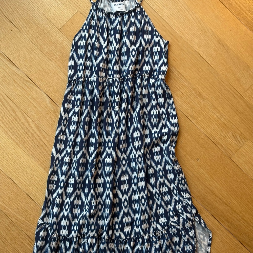 Navy and White Patterned Dress
